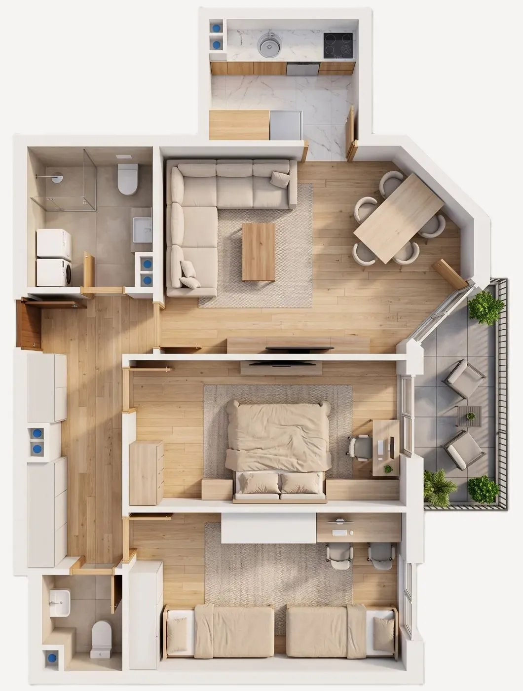 3D-Ansicht der Wohnung A1