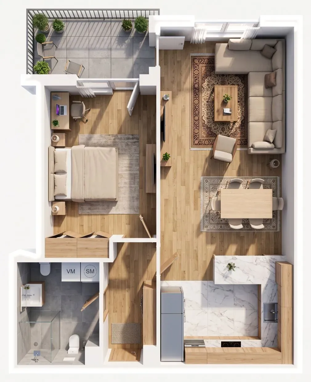 3D-Ansicht der Wohnung A10