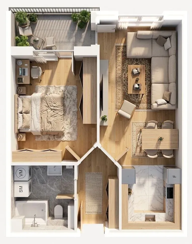 3D-Ansicht der Wohnung A11