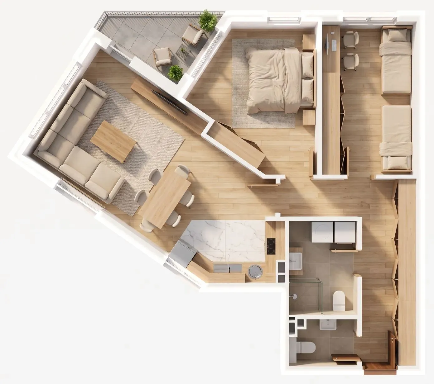 3D-Ansicht der Wohnung A4