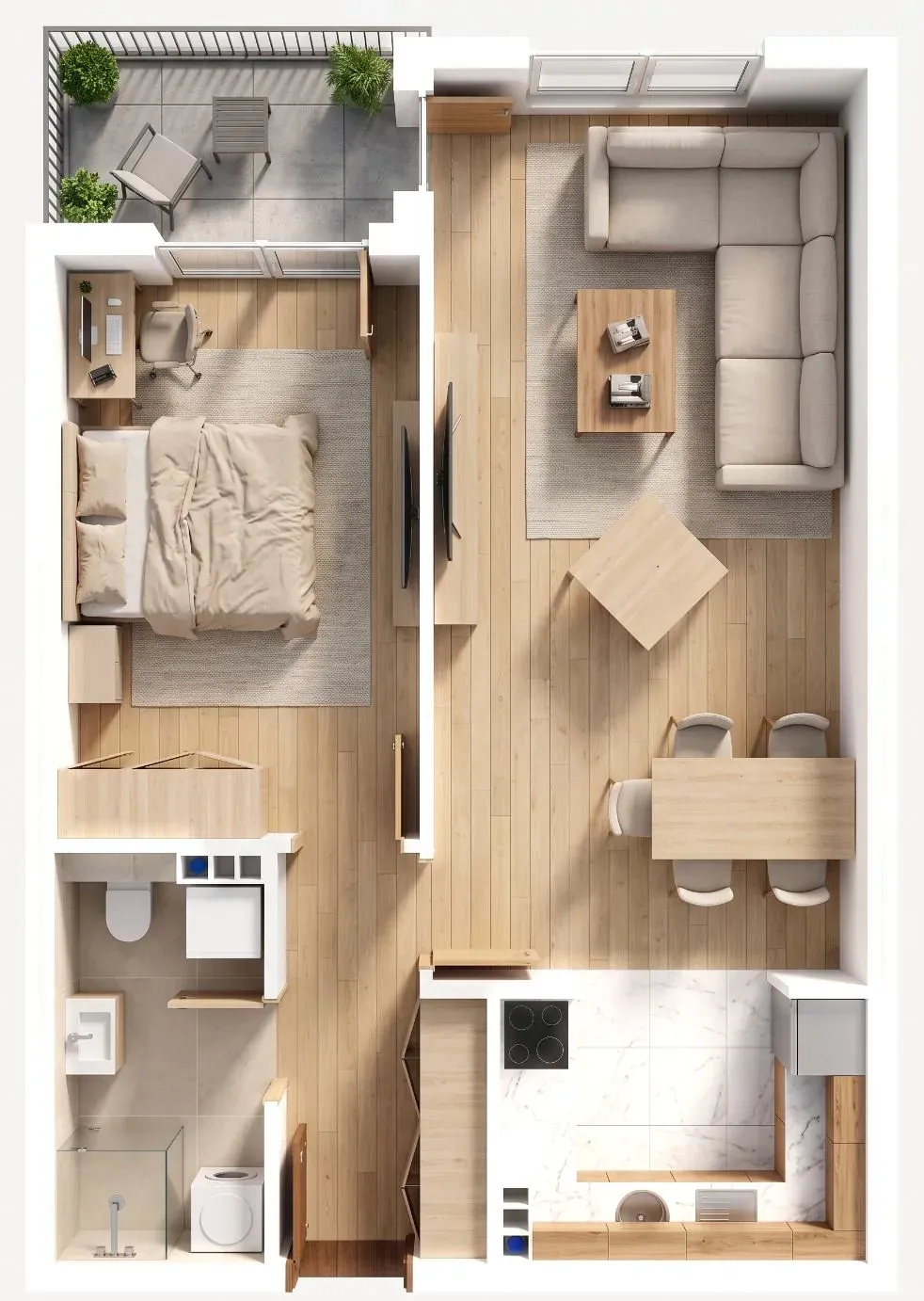 3D-Ansicht der Wohnung A6