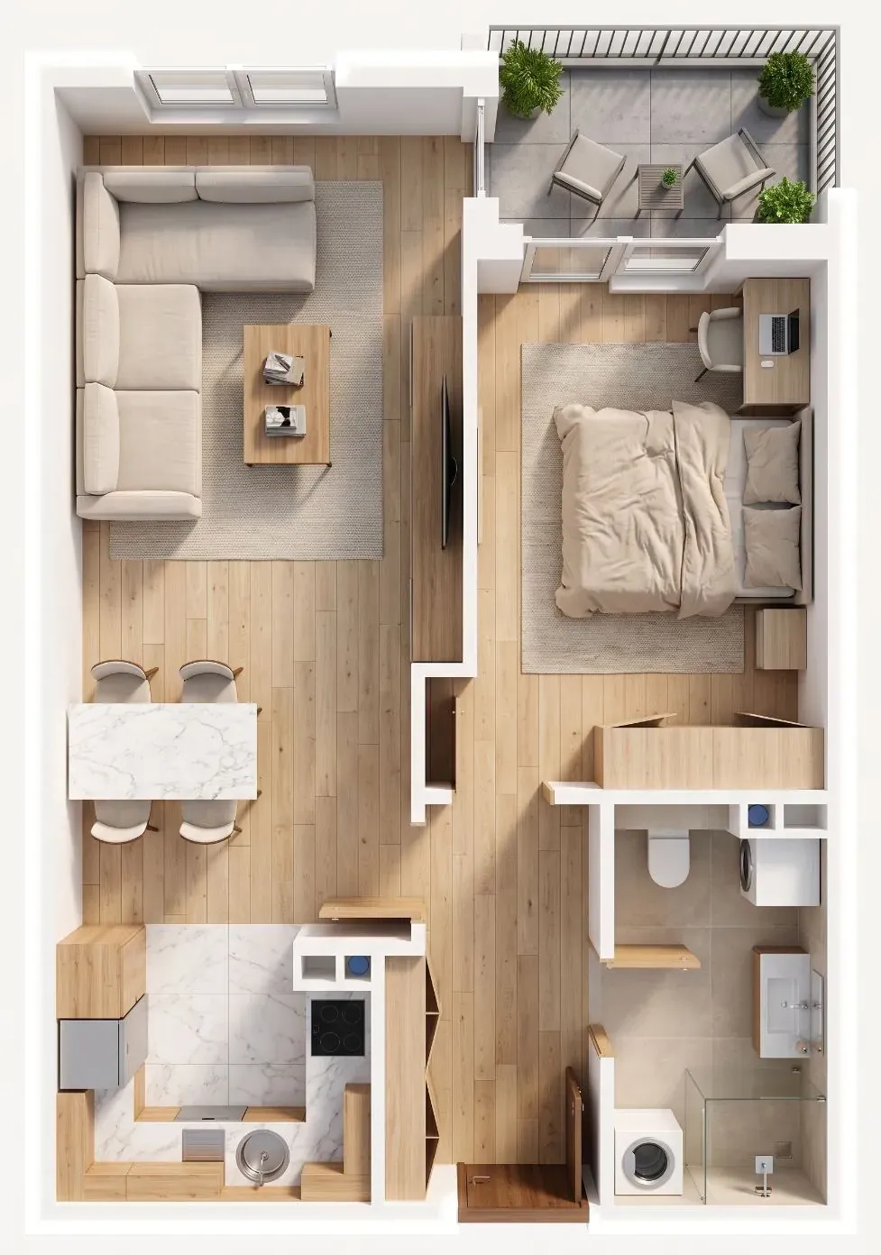 3D-Ansicht der Wohnung A8