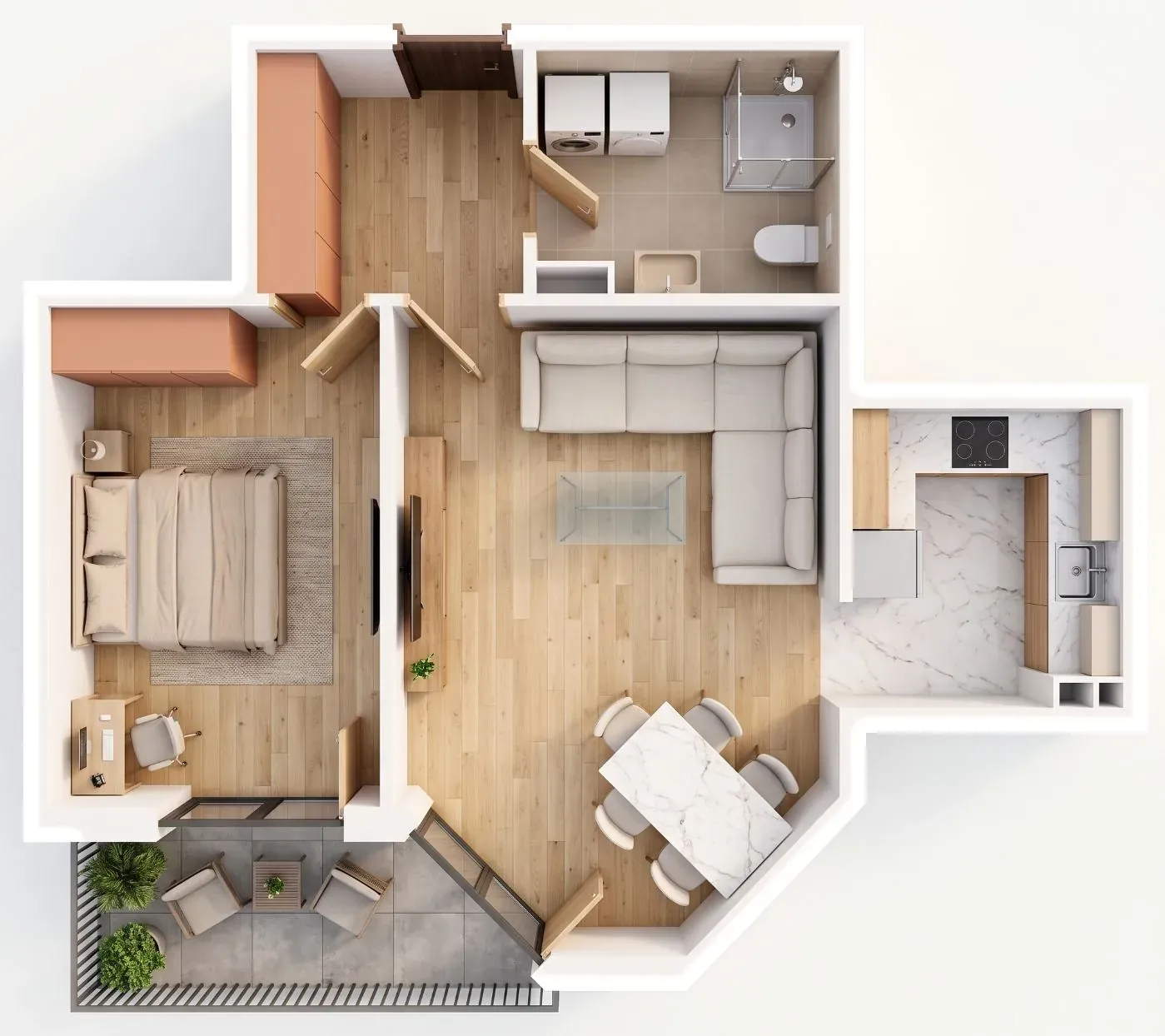 3D-Ansicht der Wohnung A9