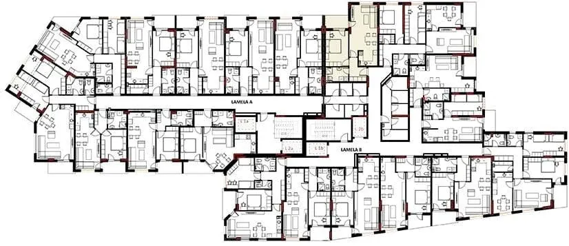 Lage der Wohnung B1 im Geschossplan