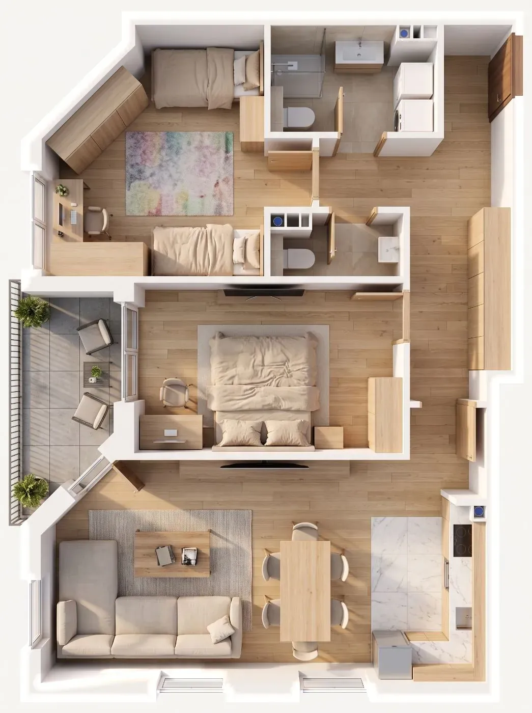 3D-Ansicht der Wohnung B10