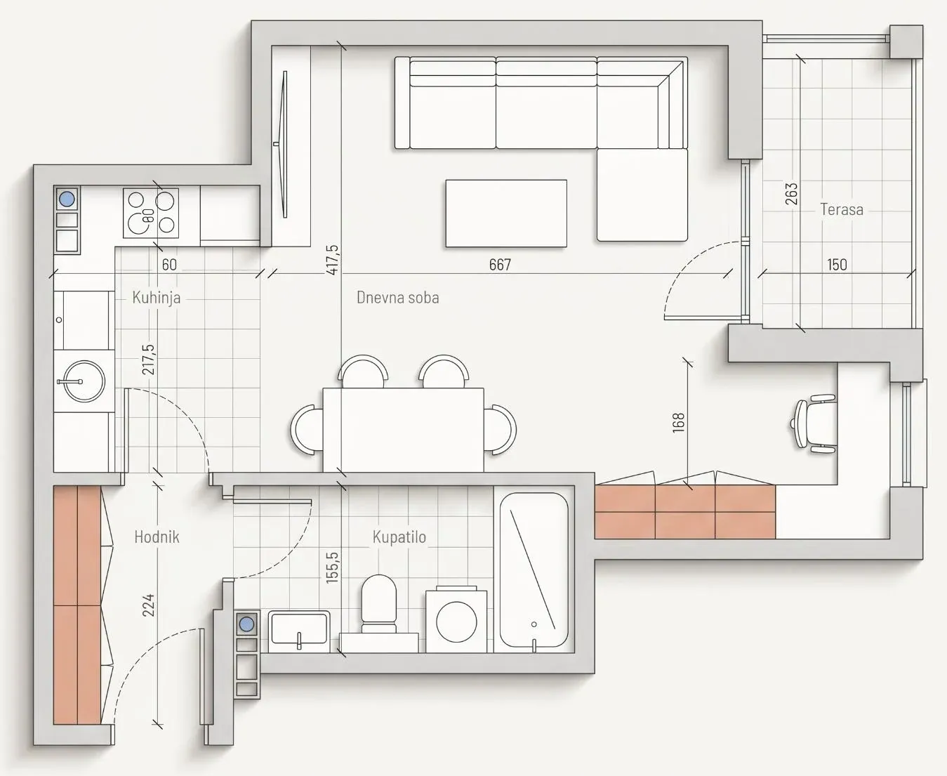 Grundriss der Wohnung B3