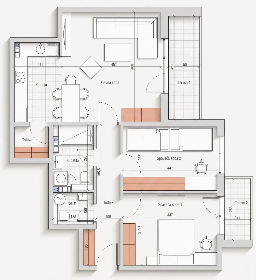 Grundriss der Wohnung B33