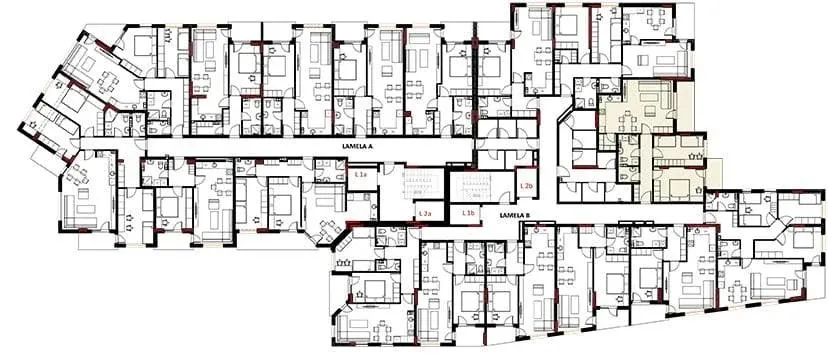 Lage der Wohnung B33 im Geschossplan