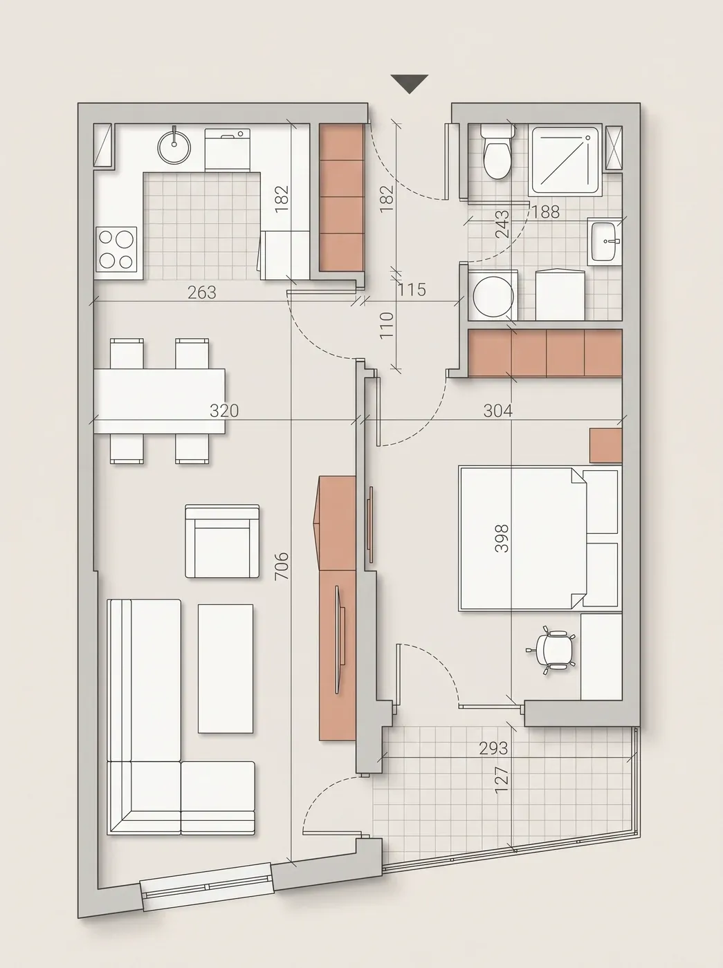 Grundriss der Wohnung B7