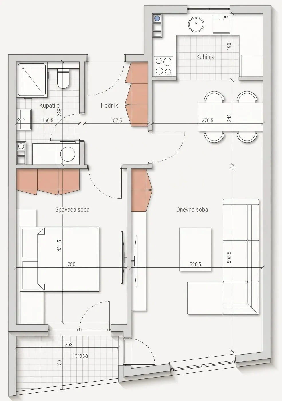 Grundriss der Wohnung B8
